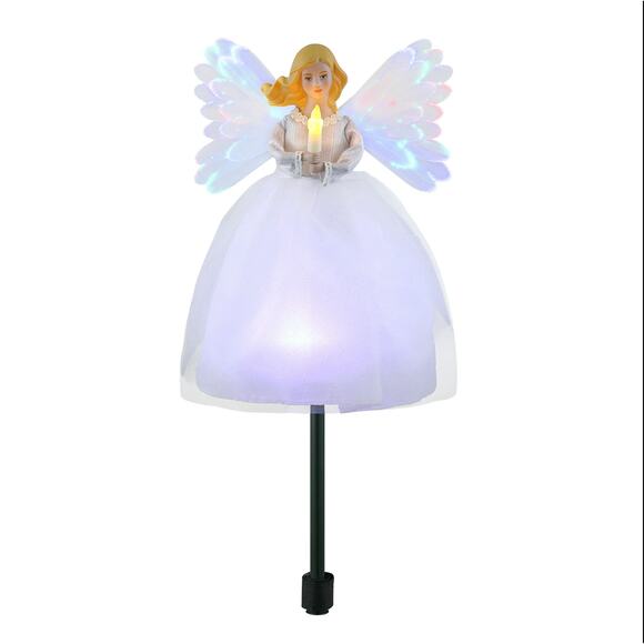 Mr. Christmas Animated Moving Tree Topper Fiber Optic Light Up Angel White LED - Picture 3 of 9